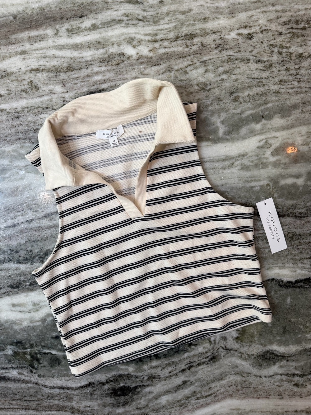 NWT Striped Collared Sleeveless Tank in Cream and Black
Medium - Picture 2 of 4